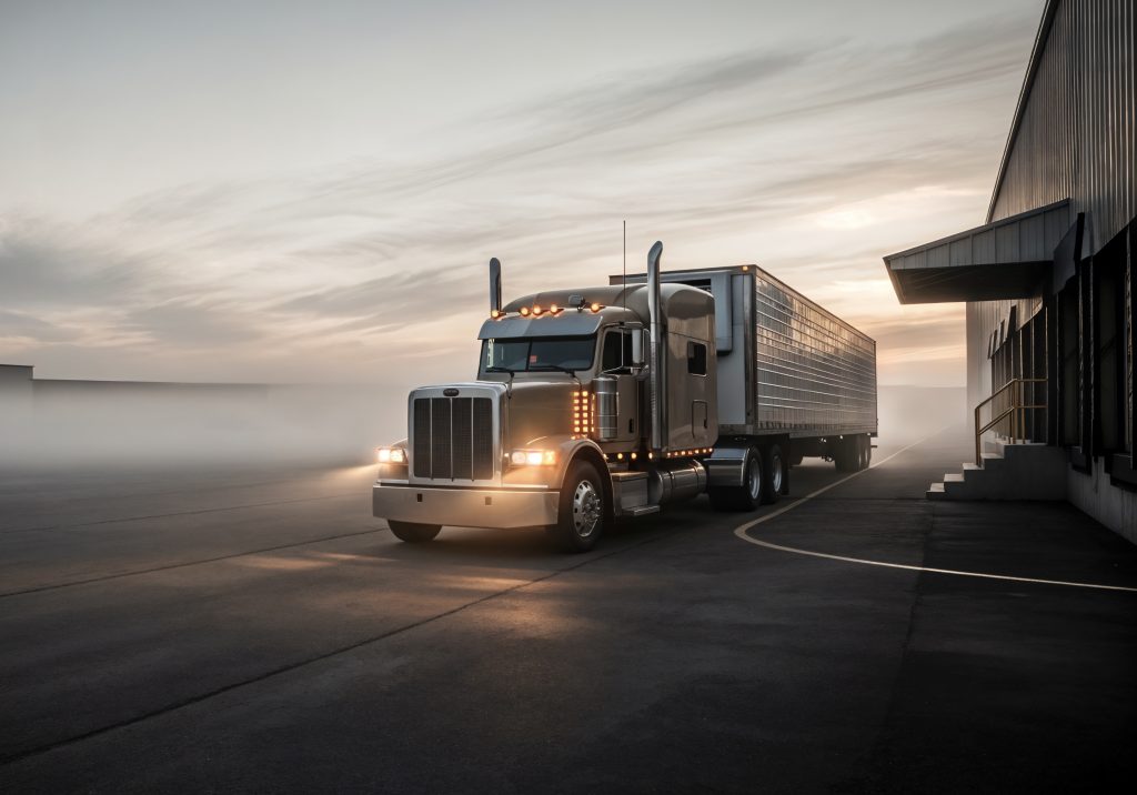 semi truck dusk